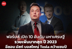 ฟอร์บส์ เปิด 10 อันดับ มหาเศรษฐี รวยเพิ่มมากสุด ปี 2023 อีลอน มัสก์ บอสใหญ่ Tesla คว้าแชมป์